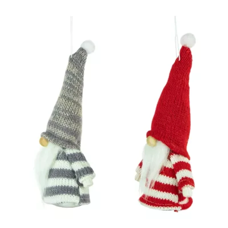 Northlight Striped Gnome Plush 2-pc. Christmas Ornament
