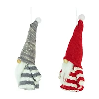 Northlight Striped Gnome Plush 2-pc. Christmas Ornament