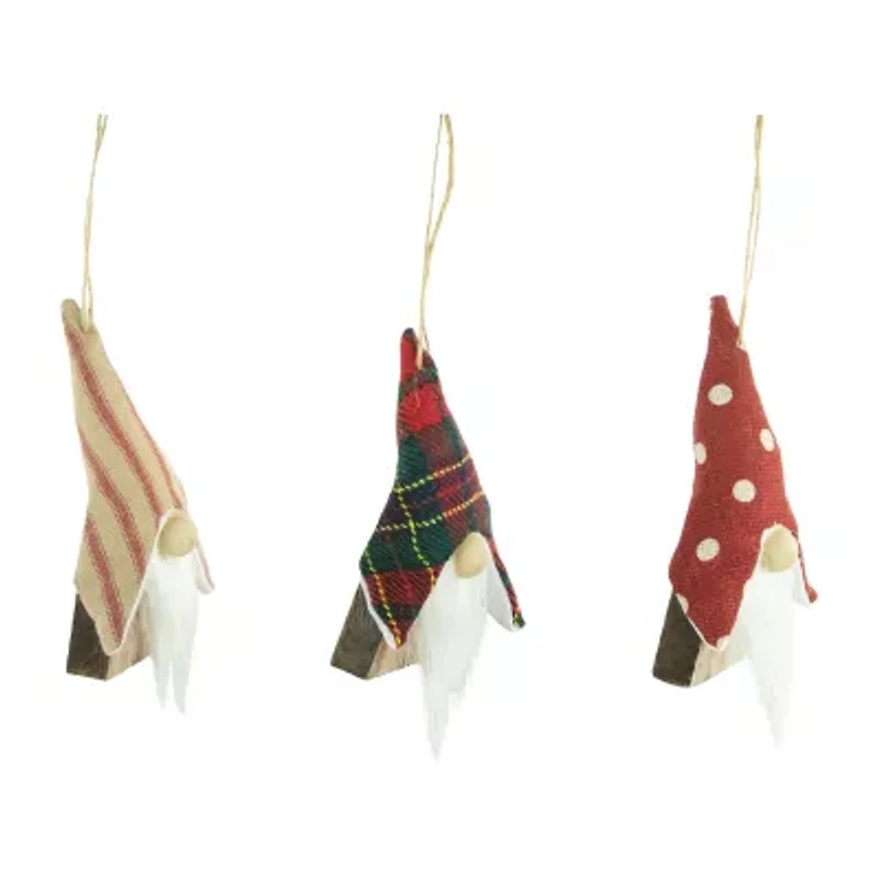 Northlight Wooden Gnomes 3-pc. Christmas Ornament