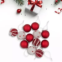 Northlight Glass 3-Finish Ball 12-pc. Christmas Ornament
