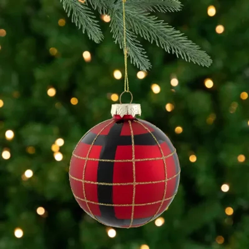 Northlight Plaid Glass Ball 4-pc. Christmas Ornament