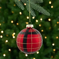 Northlight Plaid Glass Ball 4-pc. Christmas Ornament