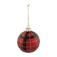 Northlight Plaid Glass Ball 4-pc. Christmas Ornament