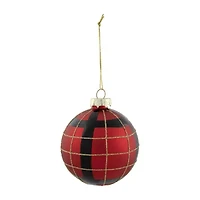 Northlight Plaid Glass Ball 4-pc. Christmas Ornament