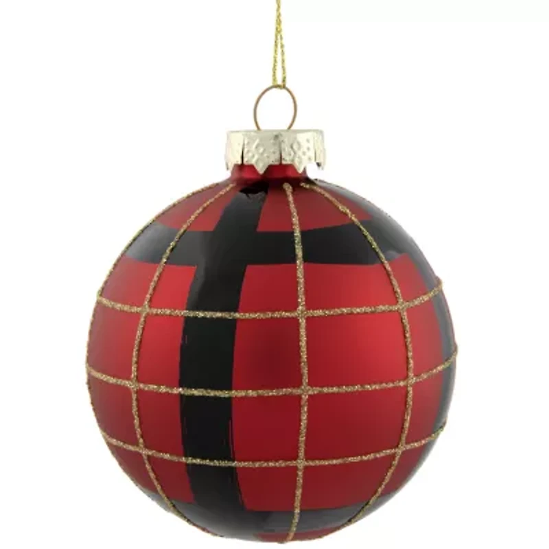 Northlight Plaid Glass Ball 4-pc. Christmas Ornament