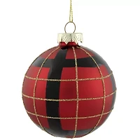 Northlight Plaid Glass Ball 4-pc. Christmas Ornament