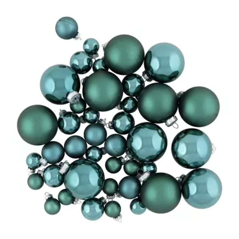 Northlight 2-Finish Glass Green Ball 40-pc. Christmas Ornament