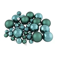 Northlight 2-Finish Glass Green Ball 40-pc. Christmas Ornament