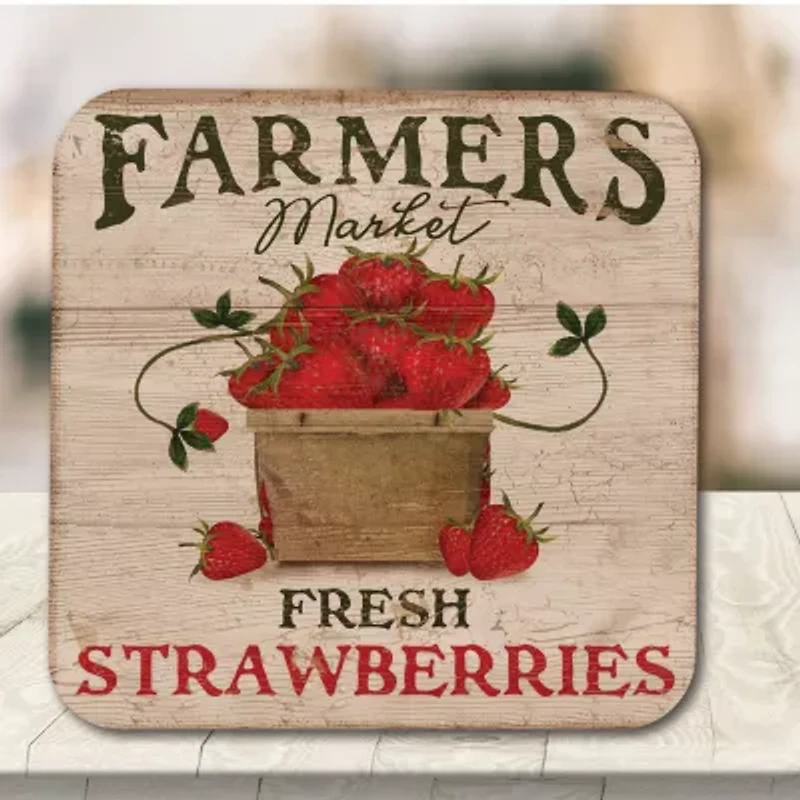 Courtside Market Farmers Market Strawberries 3-In-1 20oz Soy Wax With Decorative Art Lid Scented Jar Candle