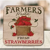 Courtside Market Farmers Market Strawberries 3-In-1 20oz Soy Wax With Decorative Art Lid Scented Jar Candle