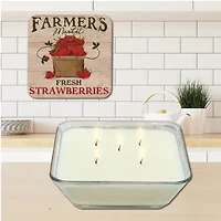 Courtside Market Farmers Market Strawberries 3-In-1 20oz Soy Wax With Decorative Art Lid Scented Jar Candle