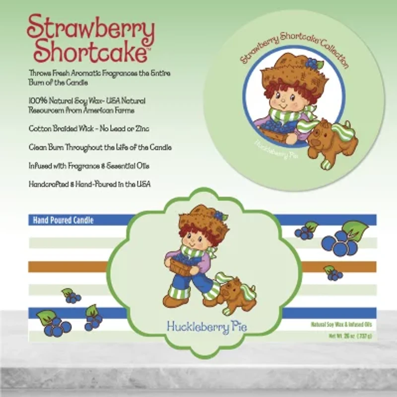 Courtside Market Strawberry Shortcake 26 Oz Huckleberry Pie Striped Scented Jar Candle