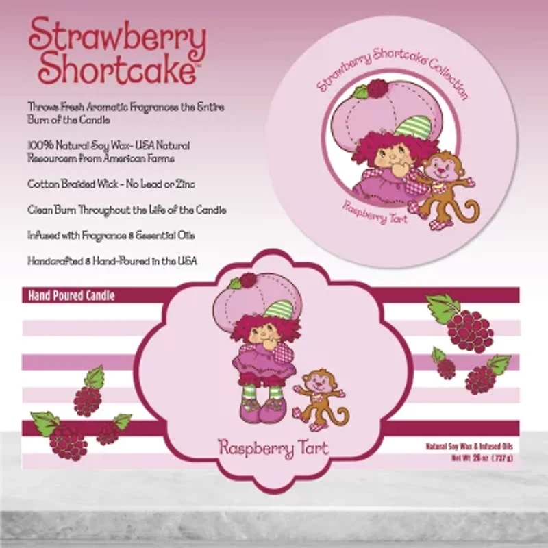 Courtside Market Strawberry Shortcake 26 Oz Raspberry Tart Striped Scented Jar Candle