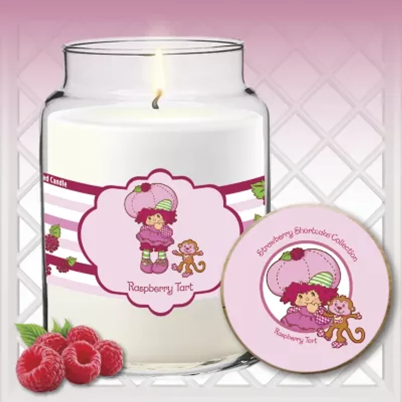 Courtside Market Strawberry Shortcake 26 Oz Raspberry Tart Striped Scented Jar Candle