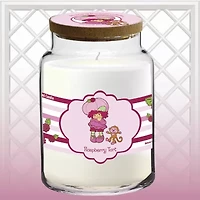 Courtside Market Strawberry Shortcake 26 Oz Raspberry Tart Striped Scented Jar Candle