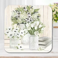 Courtside Market Collection Of White Flowers 3-In-1 20oz Soy Wax With Decorative Art Lid Scented Jar Candle