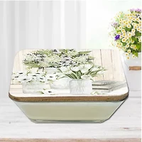 Courtside Market Collection Of White Flowers 3-In-1 20oz Soy Wax With Decorative Art Lid Scented Jar Candle