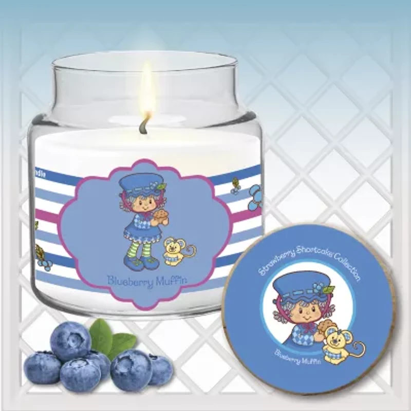 Courtside Market Strawberry Shortcake 18 Oz Blueberry Muffin Striped Scented Jar Candle