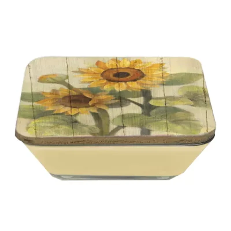 Courtside Market Summer Sunflowers 3-In-1 20oz Soy Wax With Decorative Art Lid Scented Jar Candle