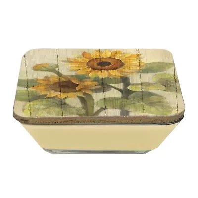 Courtside Market Summer Sunflowers 3-In-1 20oz Soy Wax With Decorative Art Lid Scented Jar Candle