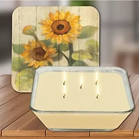 Courtside Market Summer Sunflowers 3-In-1 20oz Soy Wax With Decorative Art Lid Scented Jar Candle