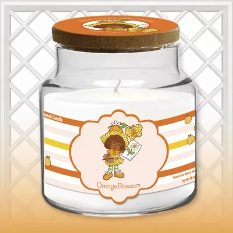 Courtside Market Strawberry Shortcake 18 Oz Orange Blossom Striped Scented Jar Candle