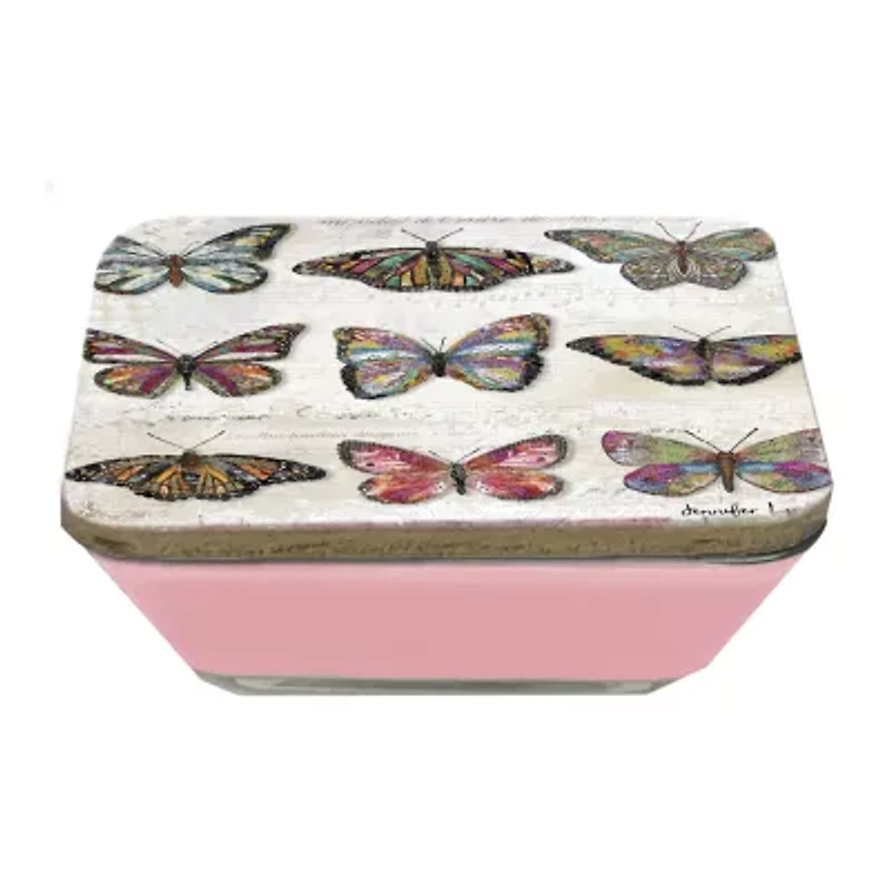 Courtside Market Butterfly Love Pattern 3-In-1 20oz Soy Wax With Decorative Art Lid Scented Jar Candle