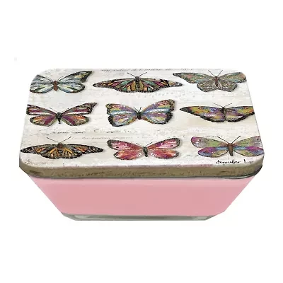 Courtside Market Butterfly Love Pattern 3-In-1 20oz Soy Wax With Decorative Art Lid Scented Jar Candle