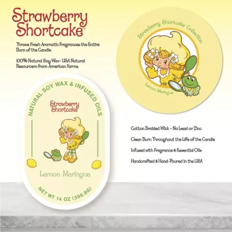 Courtside Market Strawberry Shortcake 14 Oz Lemon Meringue Pill Shape Scented Jar Candle