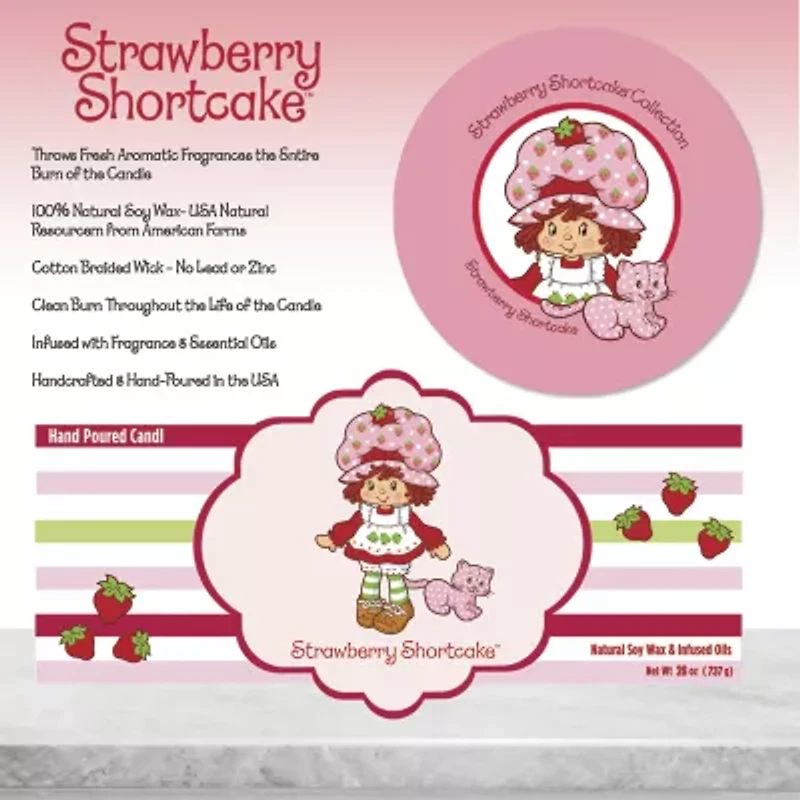 Courtside Market Strawberry Shortcake 26 Oz Strawberry Shortcake Striped Scented Jar Candle