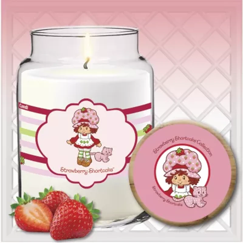 Courtside Market Strawberry Shortcake 26 Oz Strawberry Shortcake Striped Scented Jar Candle