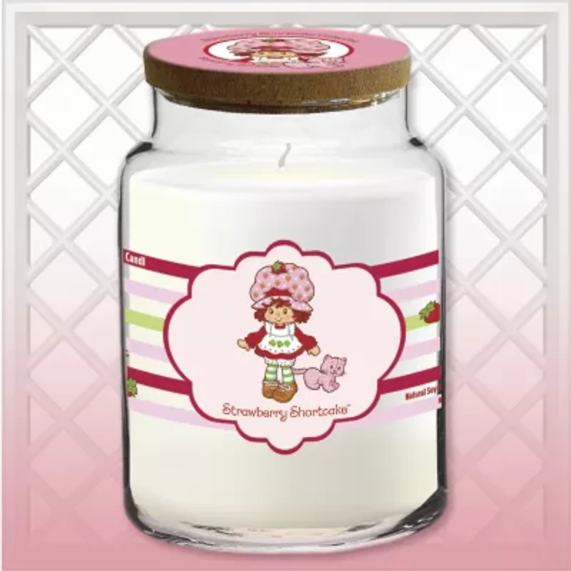 Courtside Market Strawberry Shortcake 26 Oz Strawberry Shortcake Striped Scented Jar Candle