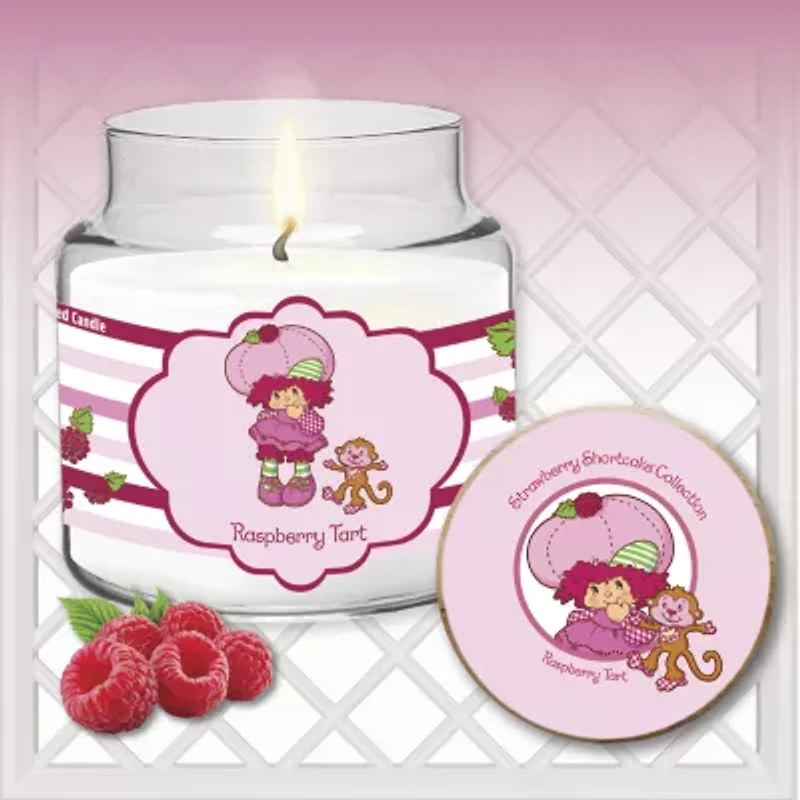 Courtside Market Strawberry Shortcake 18 Oz Raspberry Tart Striped Scented Jar Candle