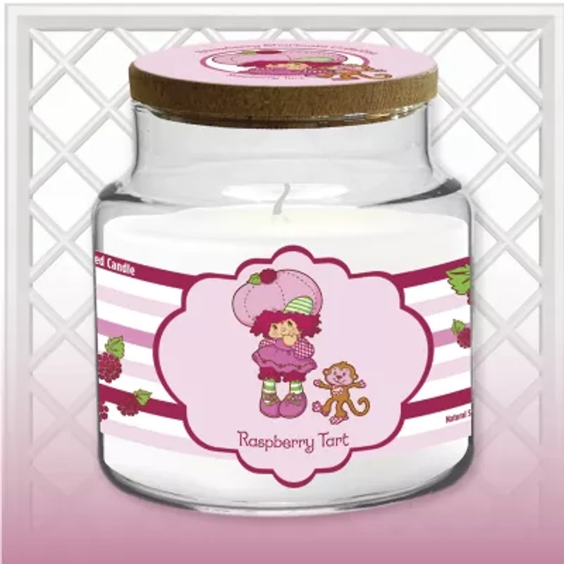 Courtside Market Strawberry Shortcake 18 Oz Raspberry Tart Striped Scented Jar Candle