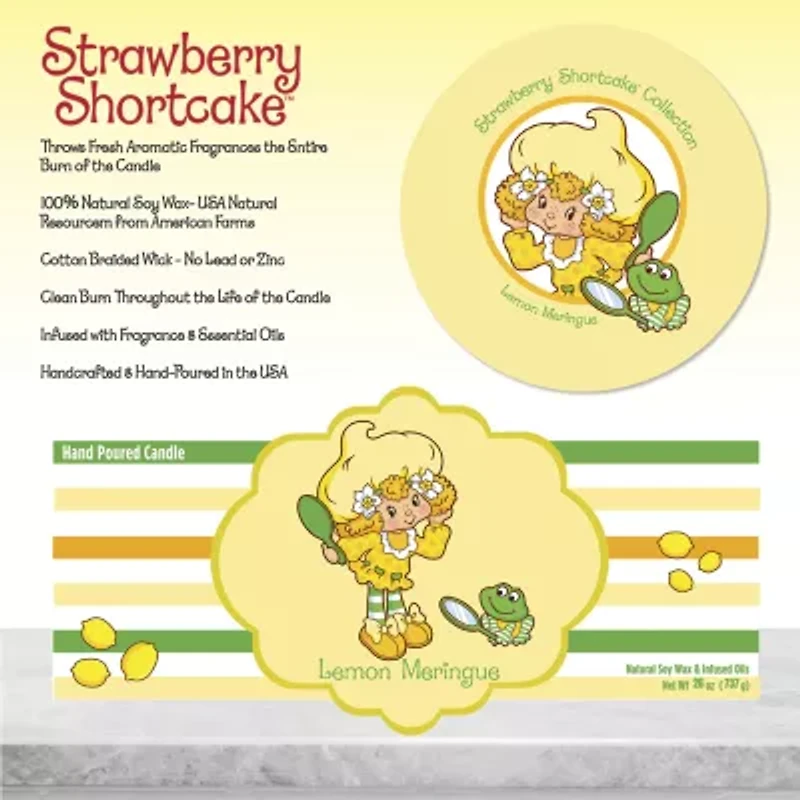 Courtside Market Strawberry Shortcake 26 Oz Lemon Meringue Striped Scented Jar Candle