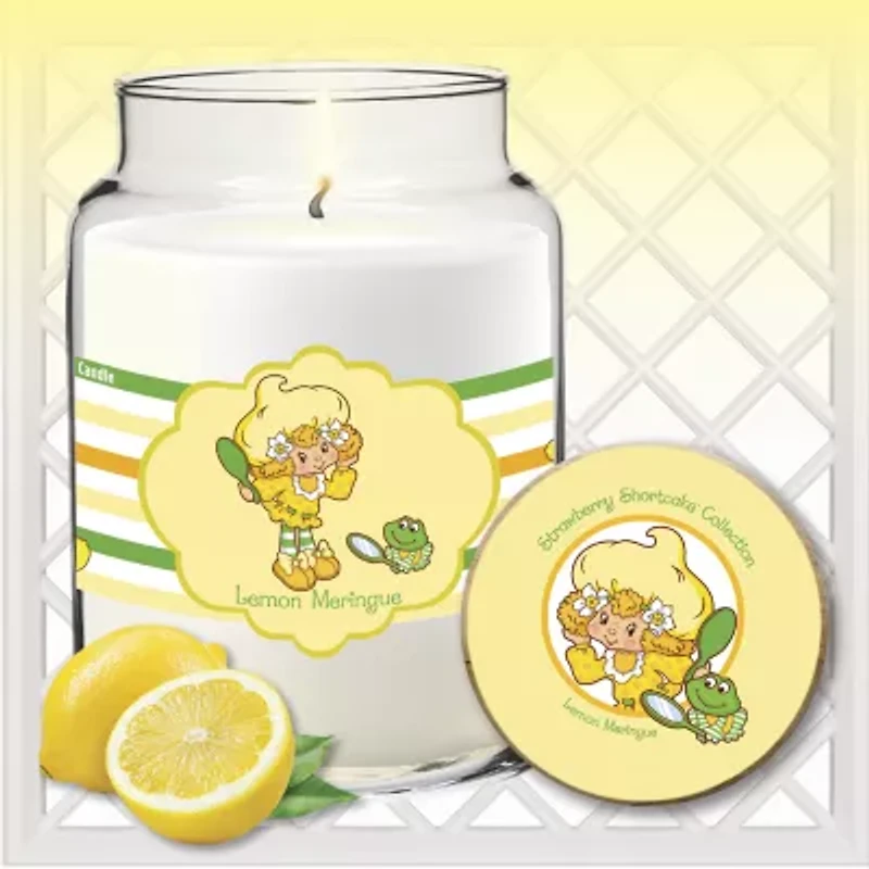 Courtside Market Strawberry Shortcake 26 Oz Lemon Meringue Striped Scented Jar Candle