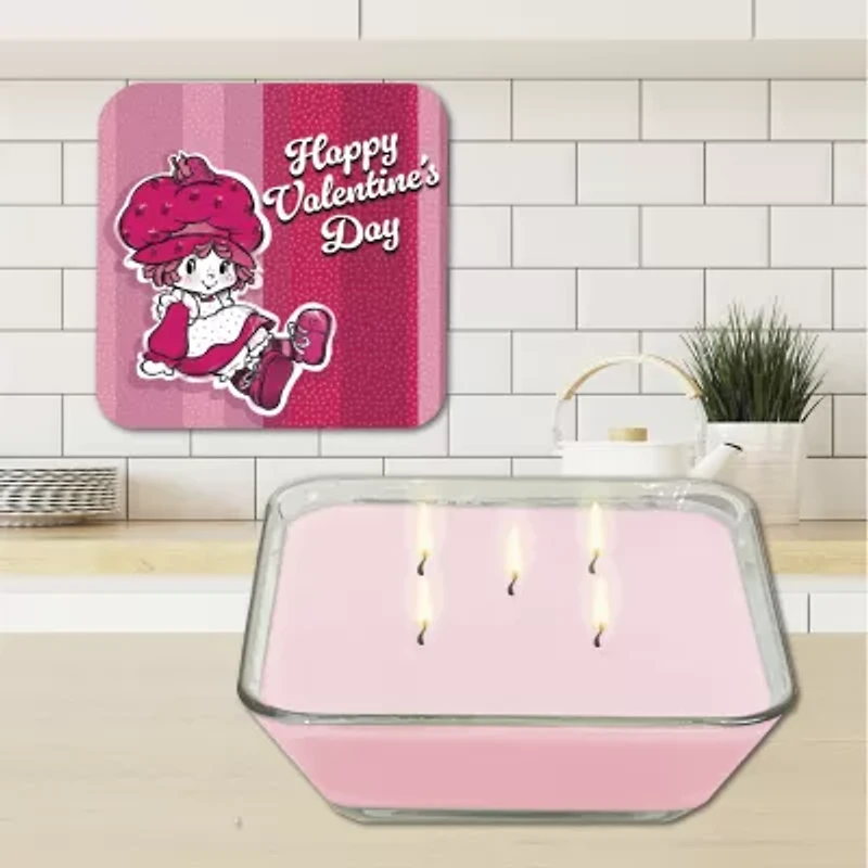 Courtside Market Strawberry Shortcake 20 Oz Happy Valentine'S Day Candy Dish Scented Jar Candle