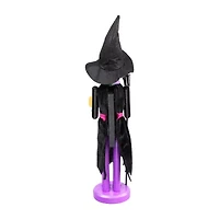 14'' Black and Green Witch Jack-O-Lantern Halloween Nutcracker with Broom