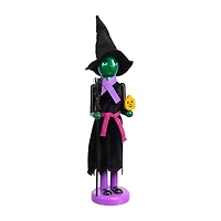14'' Black and Green Witch Jack-O-Lantern Halloween Nutcracker with Broom