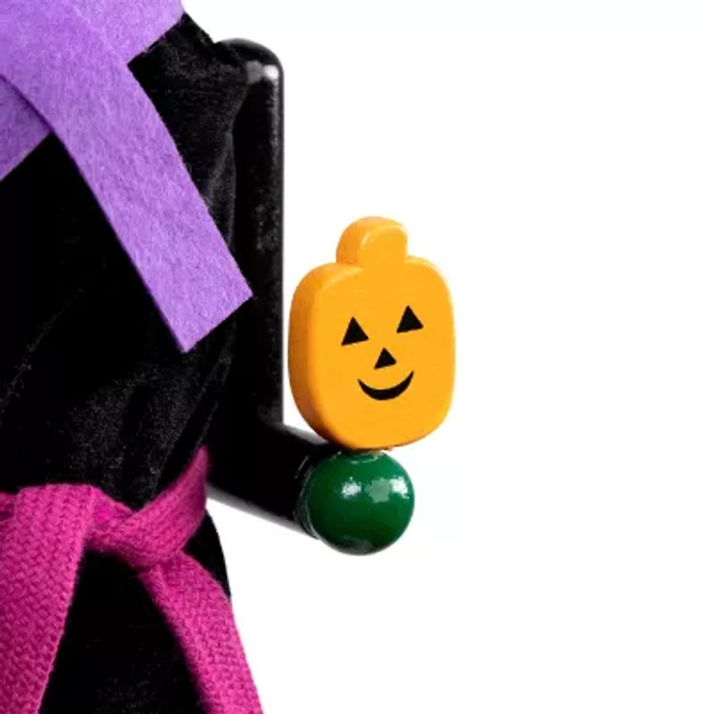 14'' Black and Green Witch Jack-O-Lantern Halloween Nutcracker with Broom