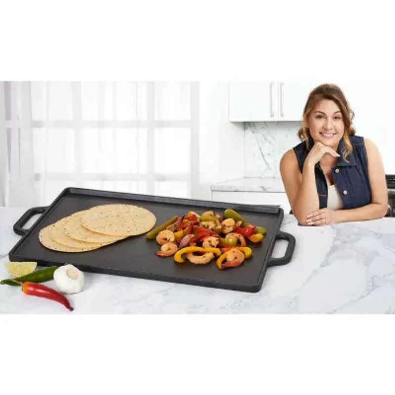 Jenny Martinez Cast Iron 18"X12" Reversible Grill Pan