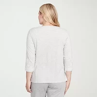 Alfred Dunner Casual Vibe Womens Crew Neck 3/4 Sleeve T-Shirt