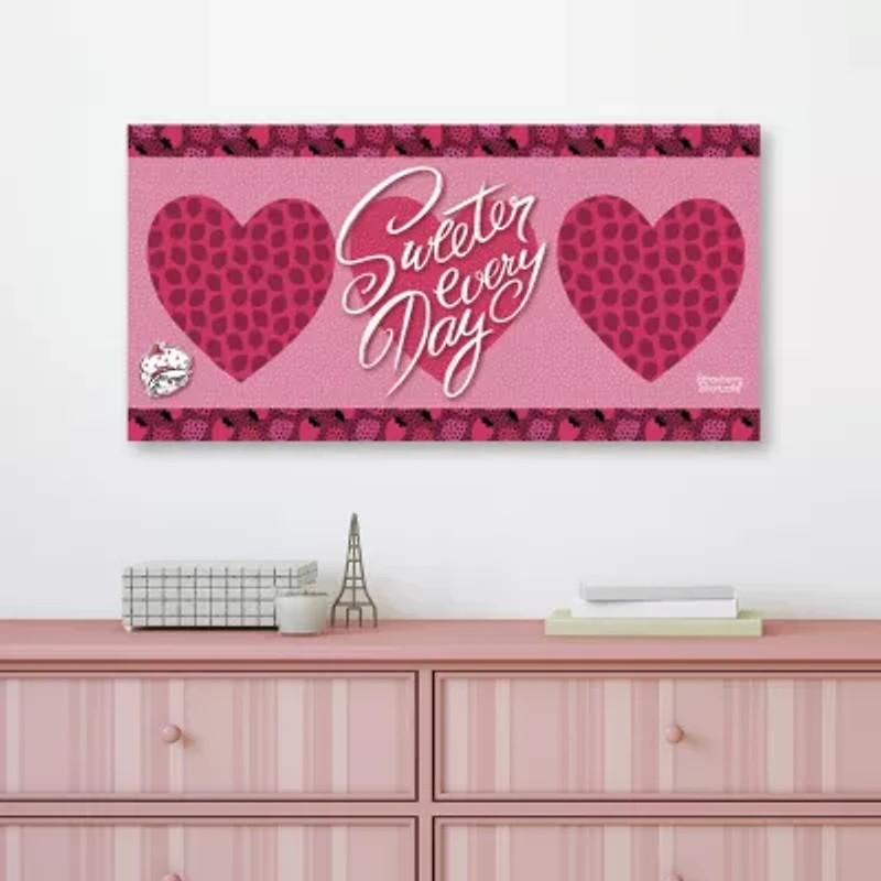 Courtside Market Strawberry Shortcake Sweeter Every Day 12x24 Canvas Art