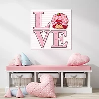 Courtside Market Strawberry Shortcake Love Pink N White 16x16 Canvas Art
