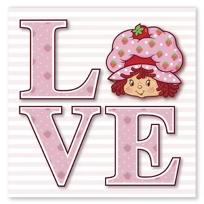 Courtside Market Strawberry Shortcake Love Pink N White 16x16 Canvas Art