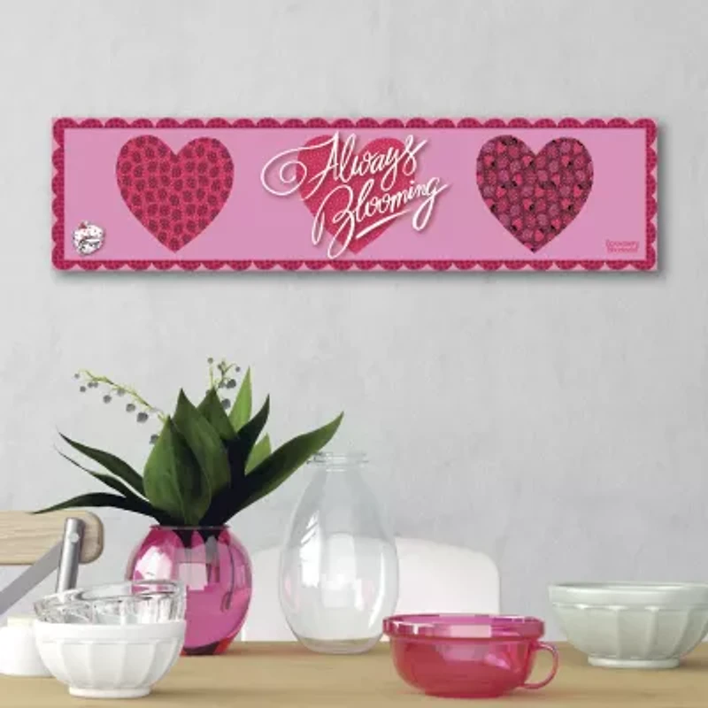 Courtside Market Strawberry Shortcake Always Blooming 6x24 Artboard Wood Wall Art