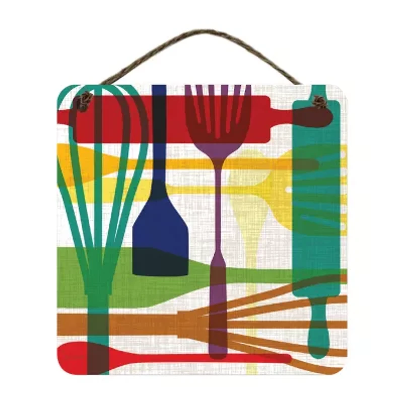 Courtside Market Kitchen I 12x12 Artboard With Twine Wood Wall Art