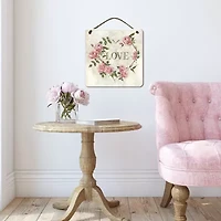 Courtside Market Love Hearte 12x12 Artboard With Twine Wood Wall Art