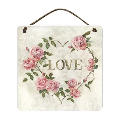 Courtside Market Love Hearte 12x12 Artboard With Twine Wood Wall Art