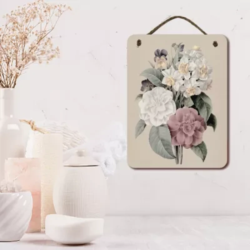 Courtside Market Flowers 12x16 Artboard With Twine Wood Wall Art